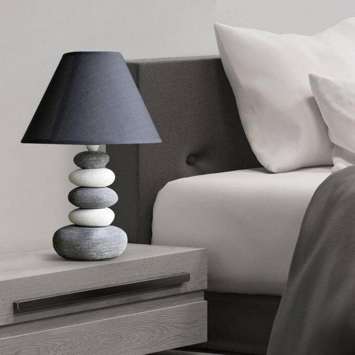 LED pebble design table lamp with lampshade Nordic grey