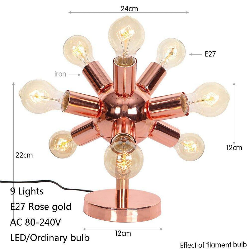 Multi-bulb rose gold LED table lamp Creative