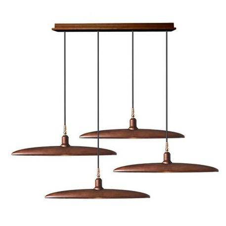 pendant light LED design with Nordic style wooden shades