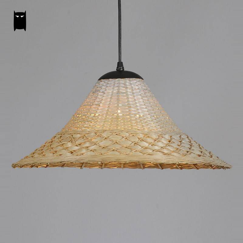 pendant light rustic LED with lampshade rattan