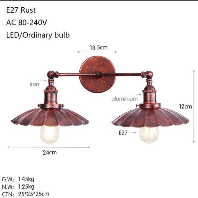 Lámpara de pared design con doble lámpara metálica retro Light