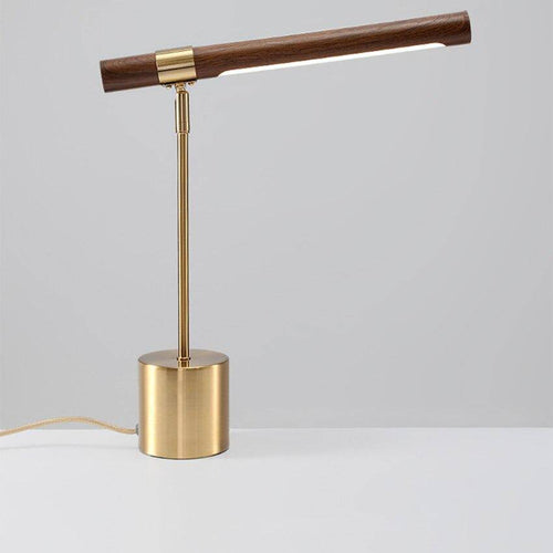 Lámpara de mesa design LED en metal dorado y madera estilo Fly