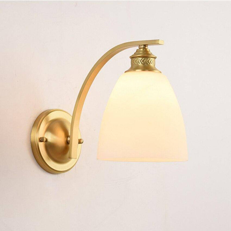 wall lamp modern gold LED wall light with lampshade white round Herity