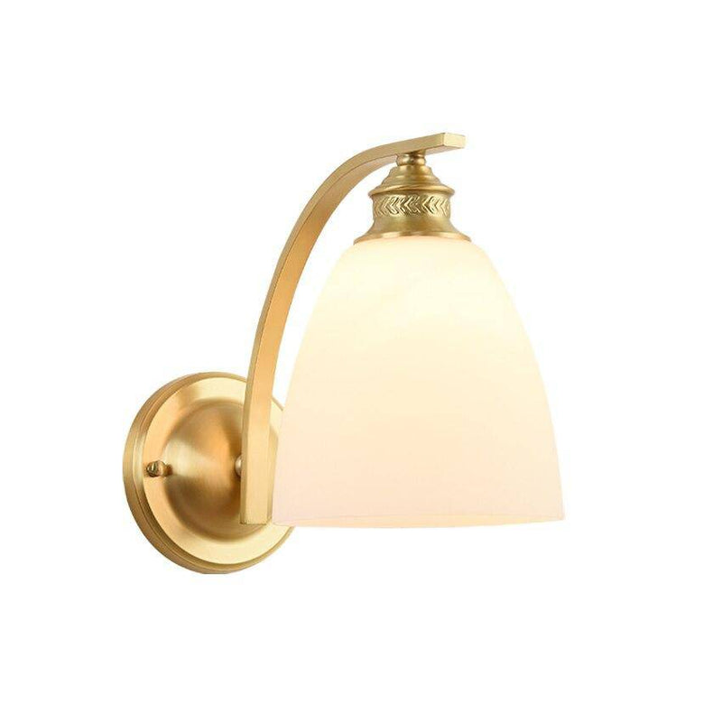 wall lamp modern gold LED wall light with lampshade white round Herity