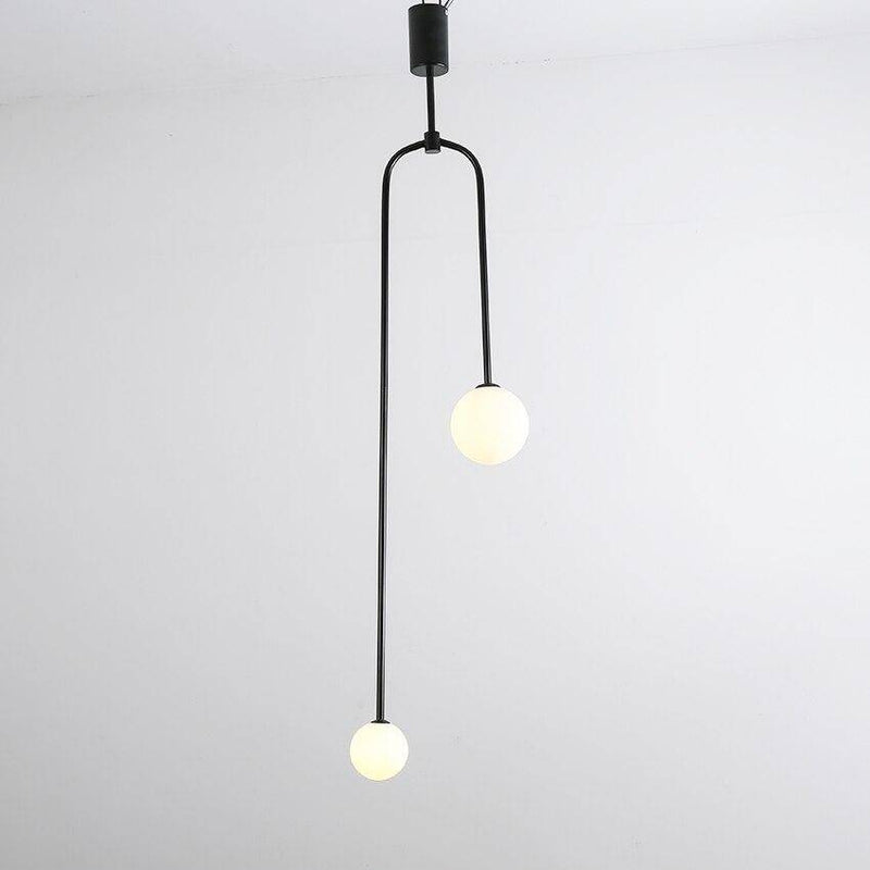 Suspension design LED en métal avec double boule en verre Fly