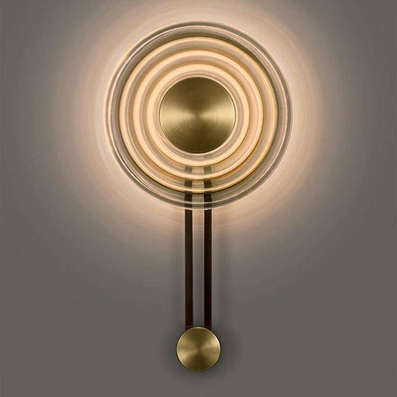 Lámpara de pared design con LED dorado y disco de cristal Loft
