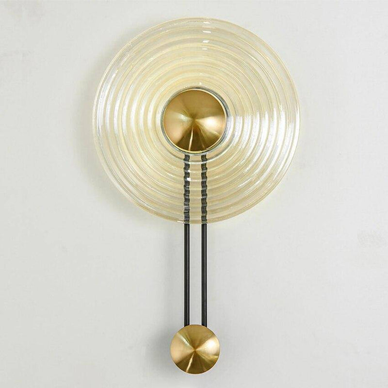 Lámpara de pared design con LED dorado y disco de cristal Loft