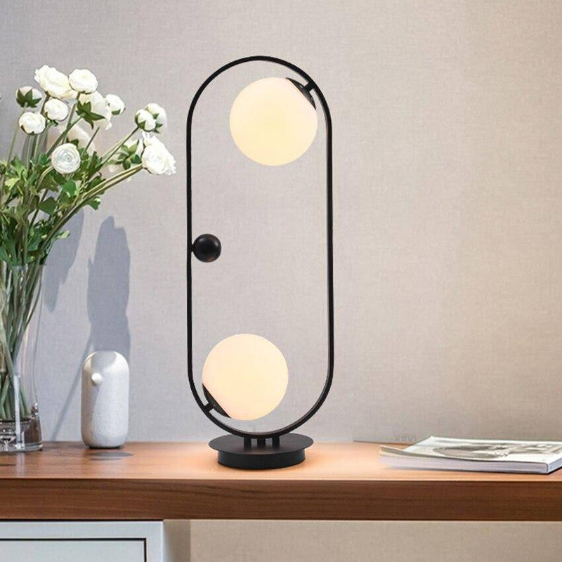 LED design bedside lamp with metal ring and glass balls Loft