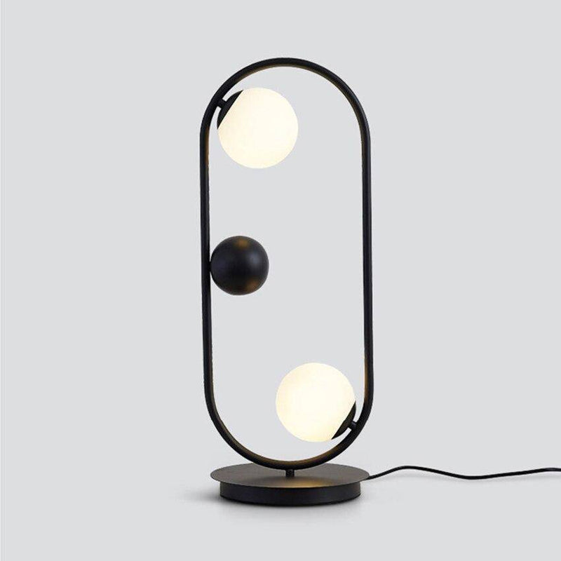 LED design bedside lamp with metal ring and glass balls Loft