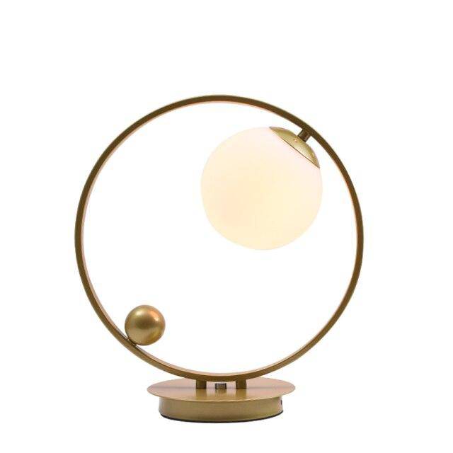 LED design bedside lamp with metal ring and glass balls Loft