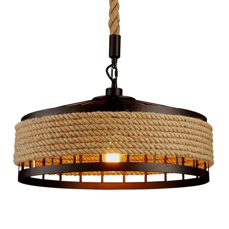 pendant light rustic rope and metal Rope