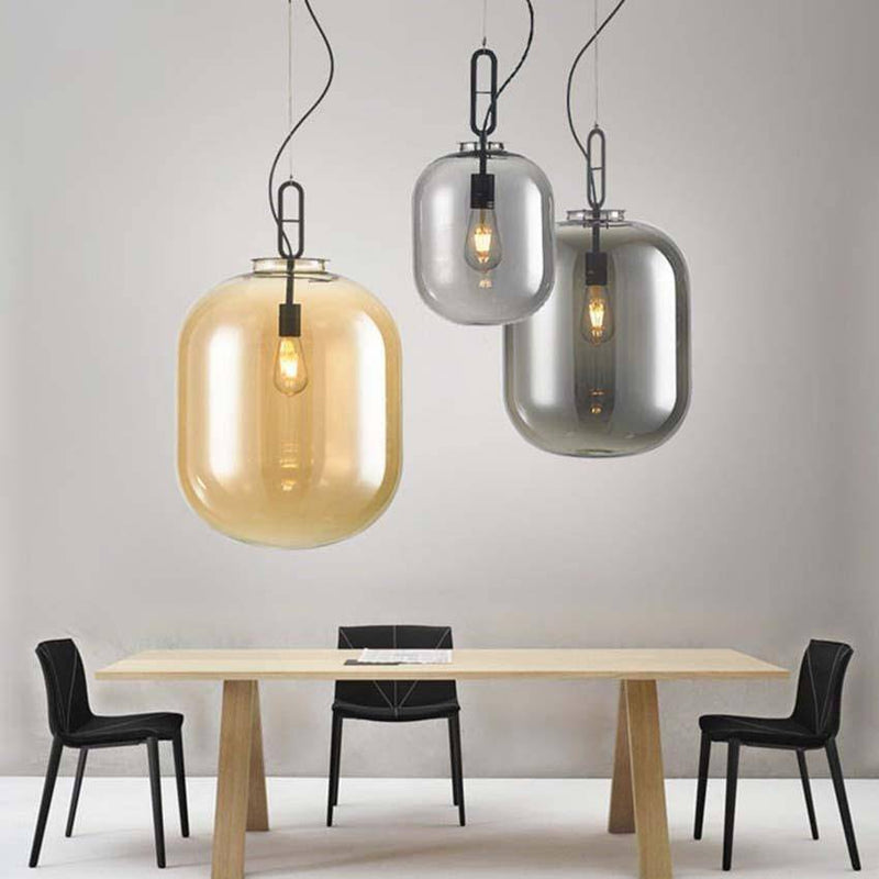 pendant light design in smoked colored glass balls