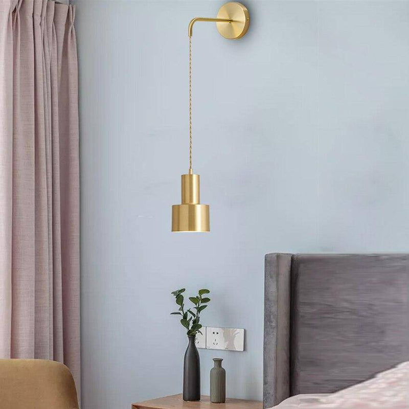 wall lamp golden wall with hanging lamp
