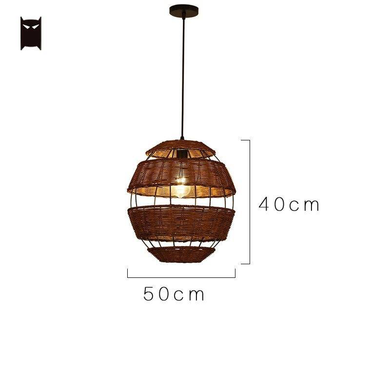 pendant light rustic LED egg-shaped rattan Rata