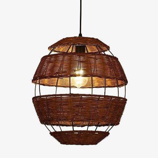 pendant light rustic LED egg-shaped rattan Rata