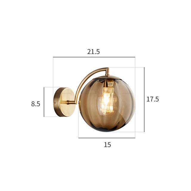 wall lamp gold LED wall light with smoked glass ball Scone