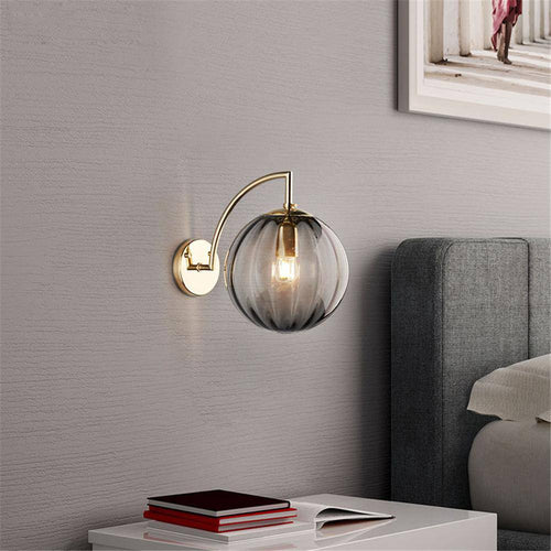 wall lamp gold LED wall light with smoked glass ball Scone