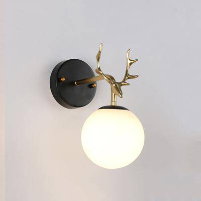 wall lamp golden deer horns and glass ball Antler