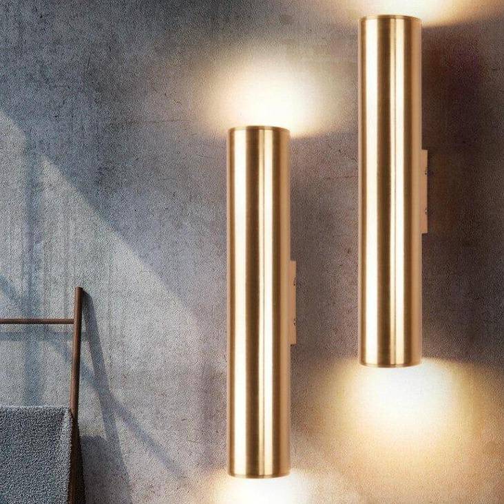 wall lamp design golden cylindrical tube with LED