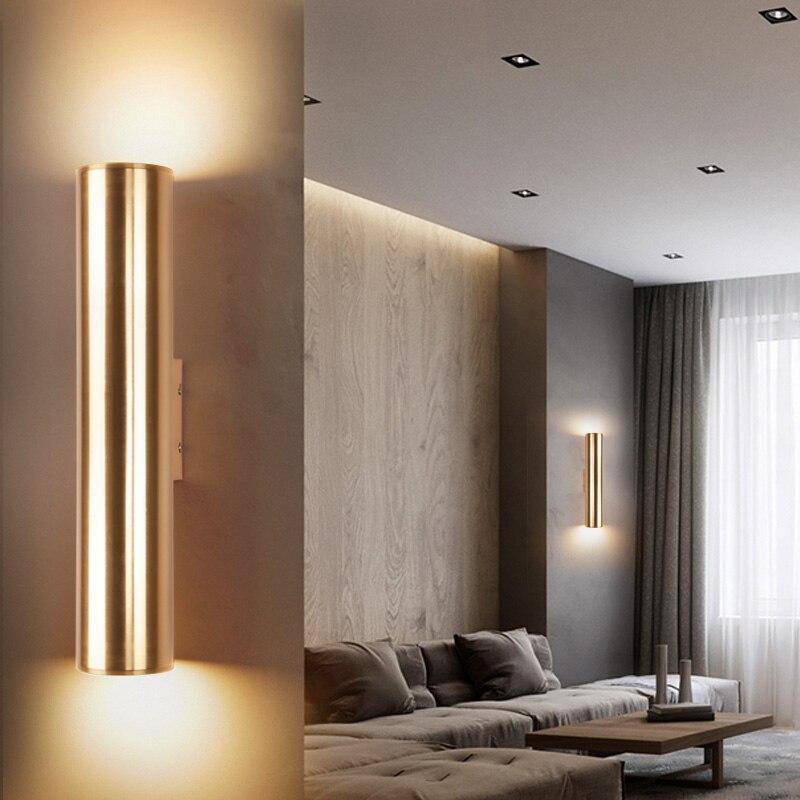 Lámpara de pared design tubo cilíndrico dorado con LED