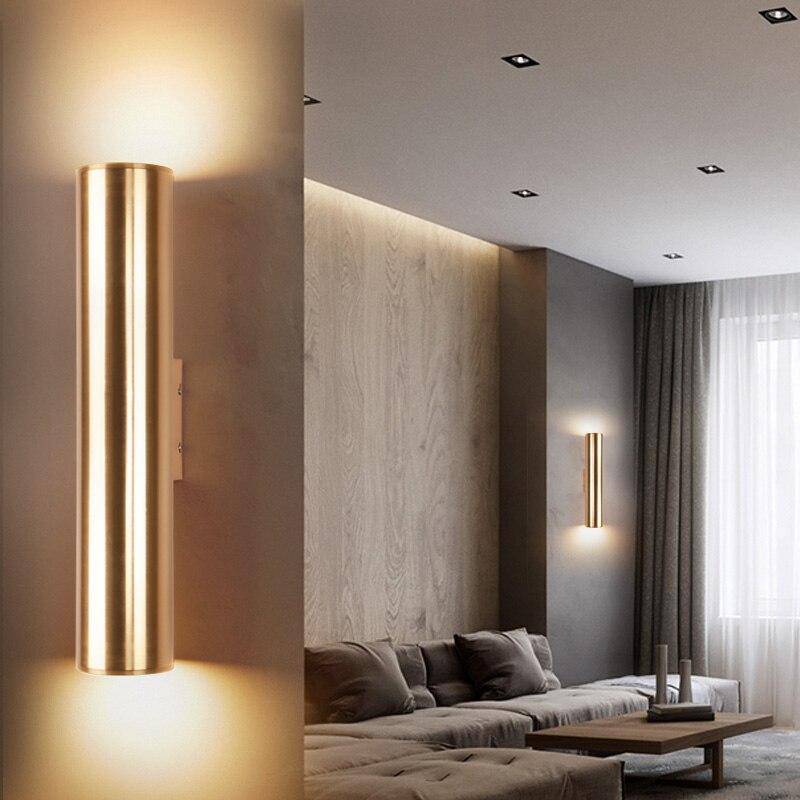 wall lamp design golden cylindrical tube with LED