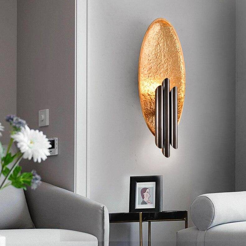 wall lamp oval shell design and golden cylindrical lamps Shell