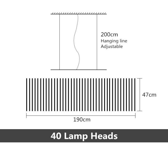 Lustre design LED réglable avec baguettes métalliques Lucian