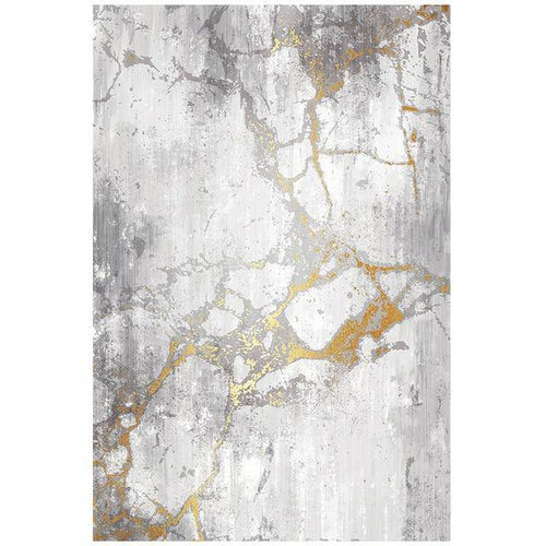 Modern grey rectangle carpet with golden tree Sofa A