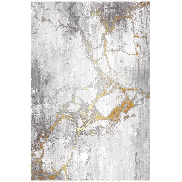 Modern grey rectangle carpet with golden tree Sofa A