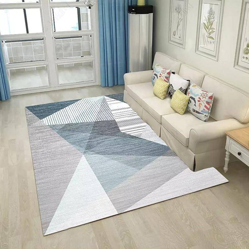 Geometric design carpet rectangle blue Area