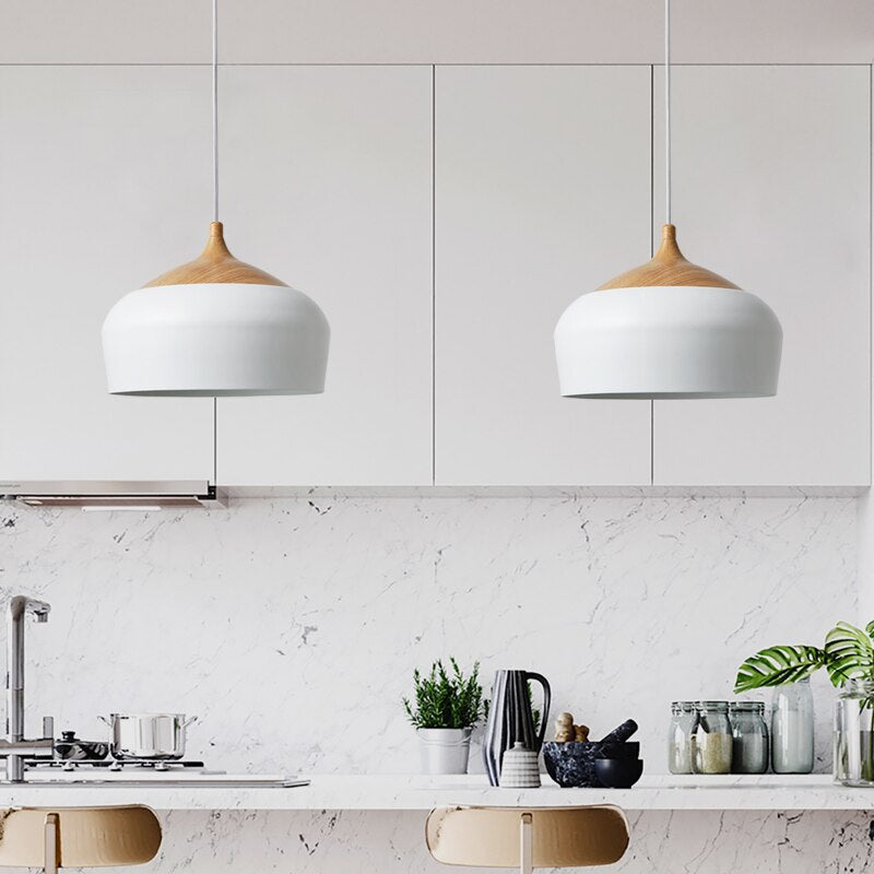 pendant light modern wood and metal Elina