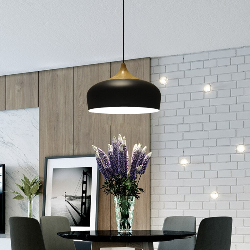 pendant light modern wood and metal Elina