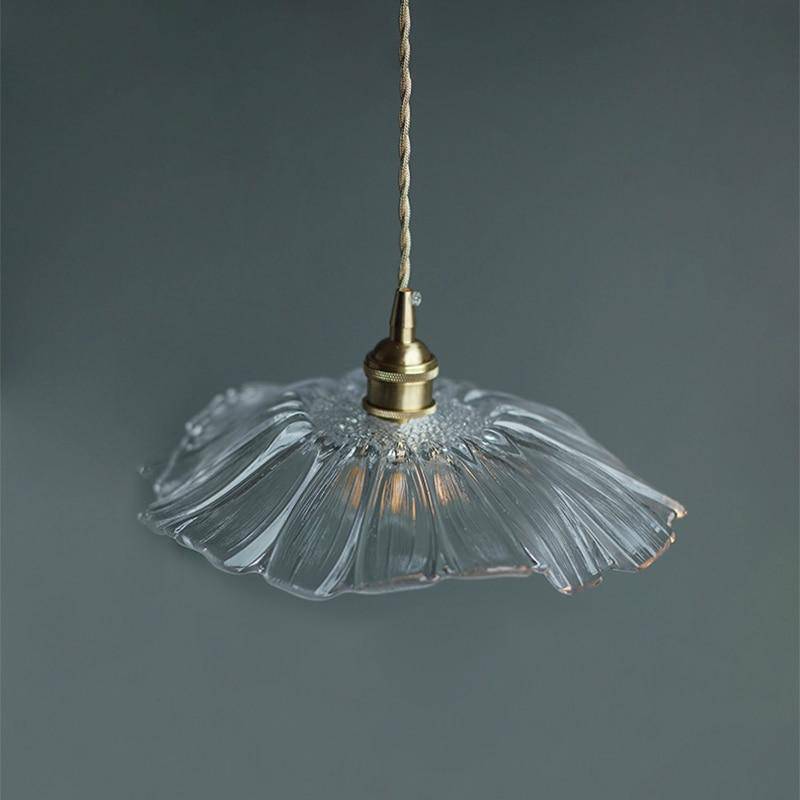 Suspension rétro à LED abat-jour en verre style japonais