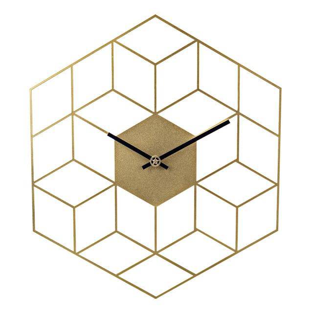 Metal hexagonal wall clock 40cm Cube