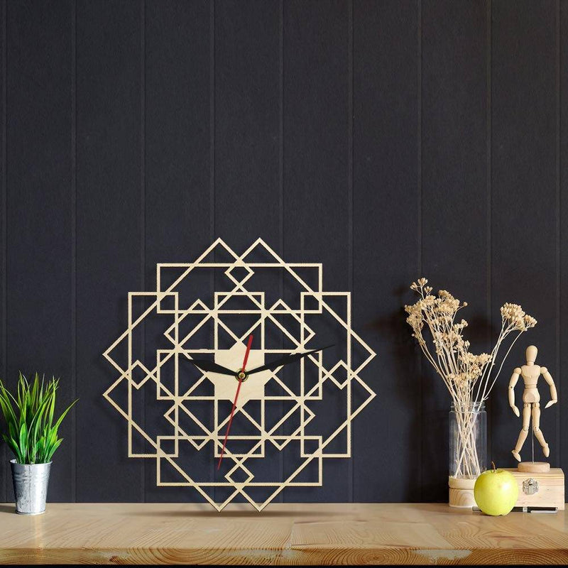 Wooden wall clock with overlapping rectangles 30cm Mandala