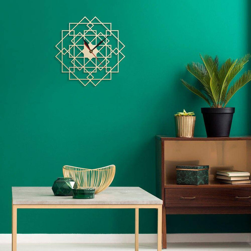 Wooden wall clock with overlapping rectangles 30cm Mandala