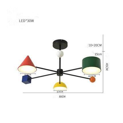Children's LED ceiling light with various coloured geometric shapes