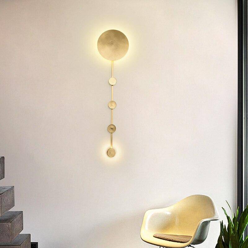 Lámpara de pared design LED oro con disco de estilo brillante