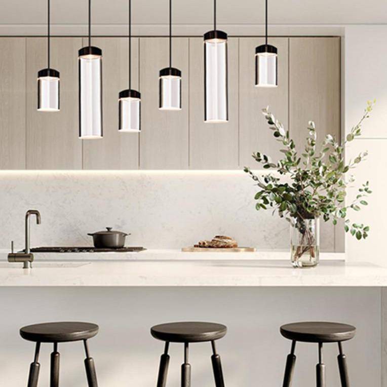 Suspension design cylindre en verre de plusieurs longueur