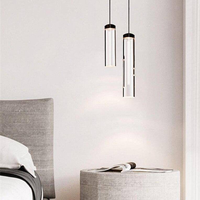 Suspension design cylindre en verre de plusieurs longueur