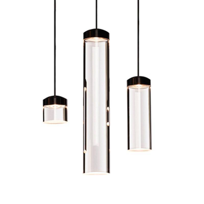 Suspension design cylindre en verre de plusieurs longueur