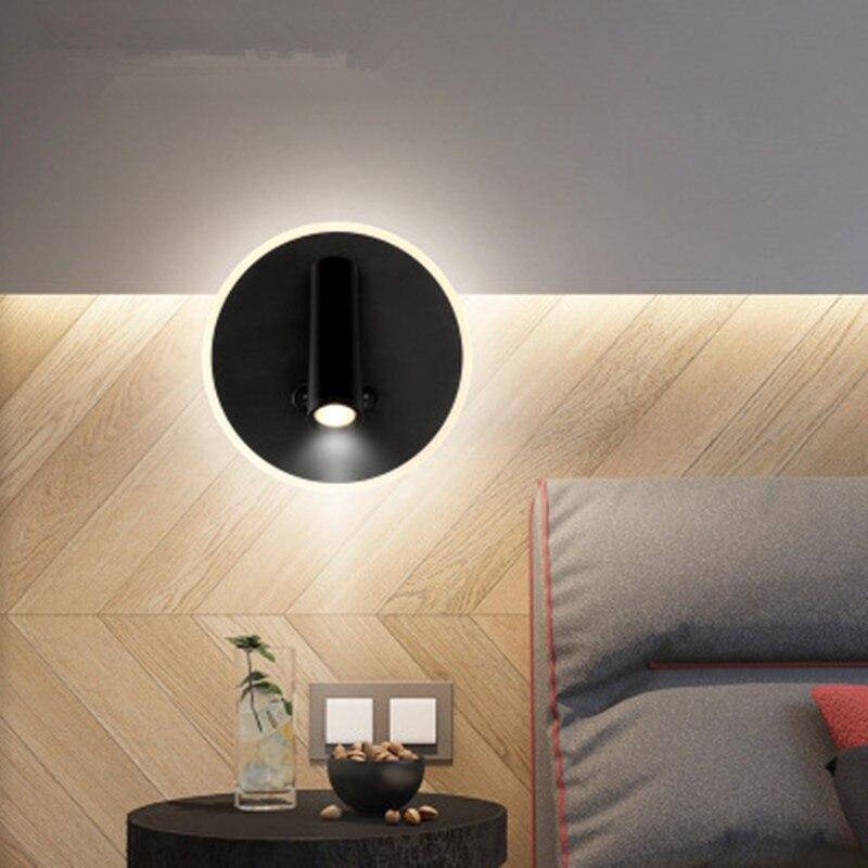 Aplique de pared con foco LED cilíndrico regulable e interruptor