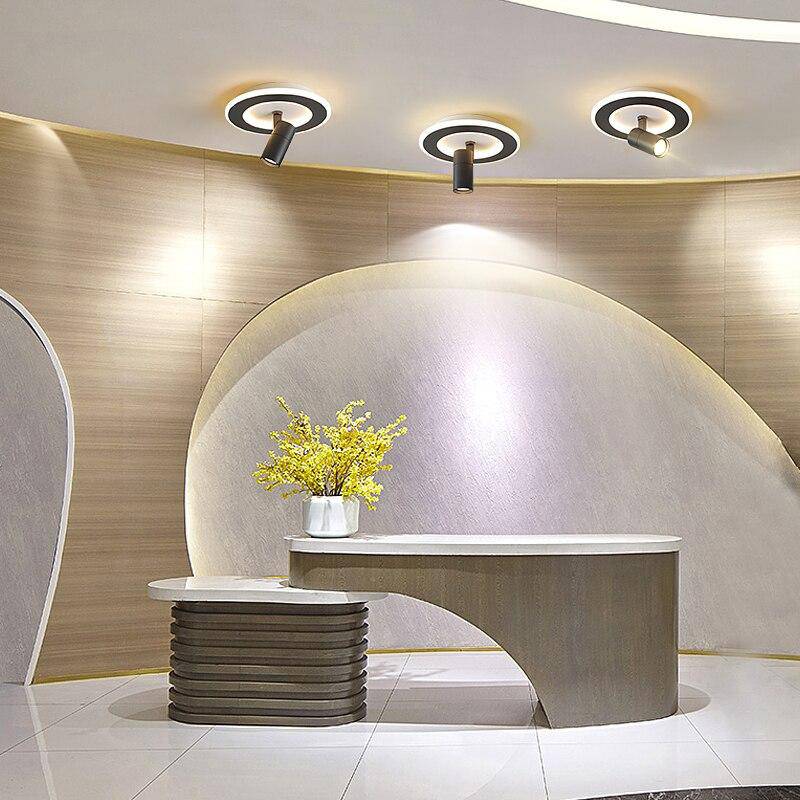 Plafonnier circulaire LED en métal noir Mosko