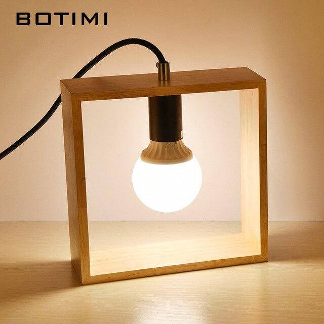 LED table lamp made of wood with geometric shapes Boti