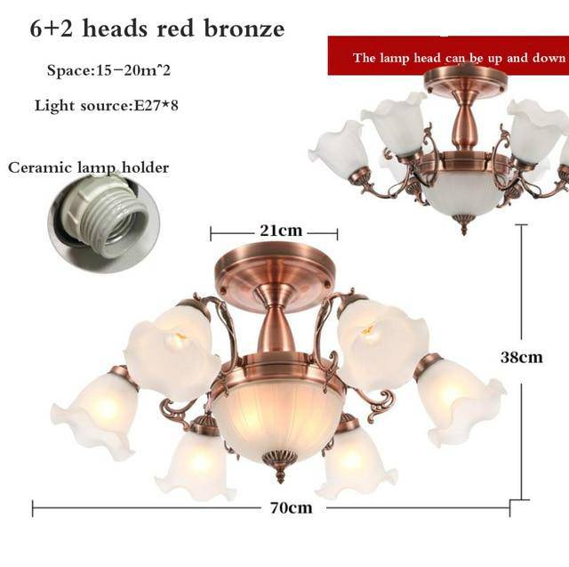 LED chandelier with lampshade in bloom