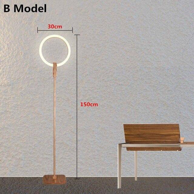 Floor lamp LED design in wood with ring