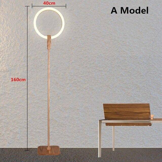 Floor lamp LED design in wood with ring