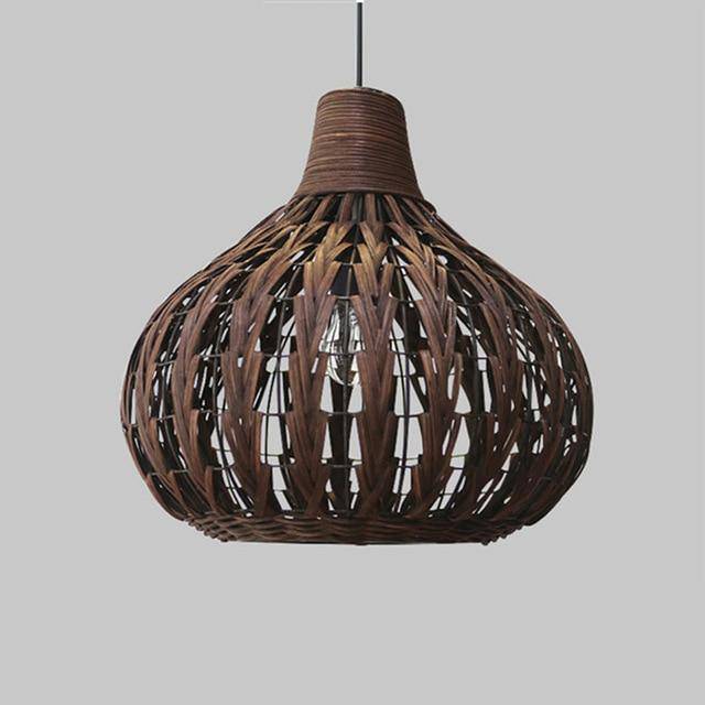 Lámpara de suspensión en ratán de bambú marrón oscuro