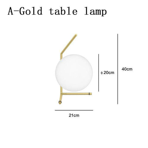 Design bedside lamp gold with glass ball Lampen