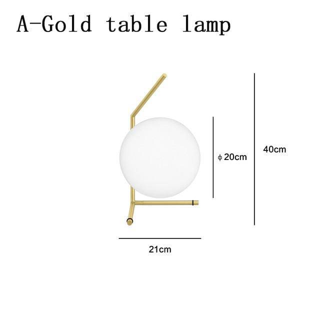 Design bedside lamp gold with glass ball Lampen